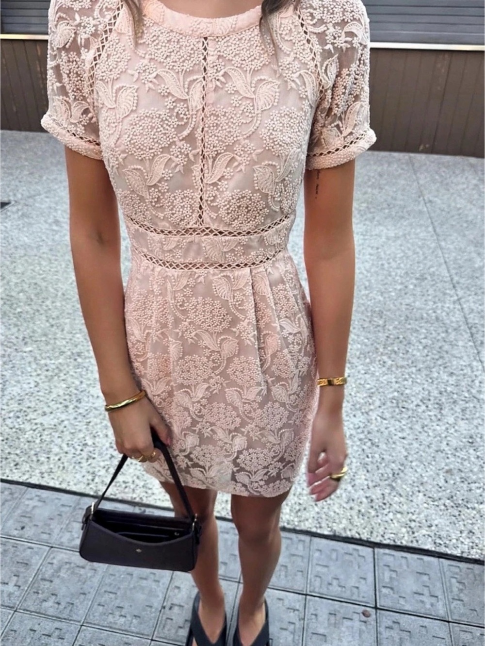 Pink Lace Dress Floral Embroidered Cocktail Dress